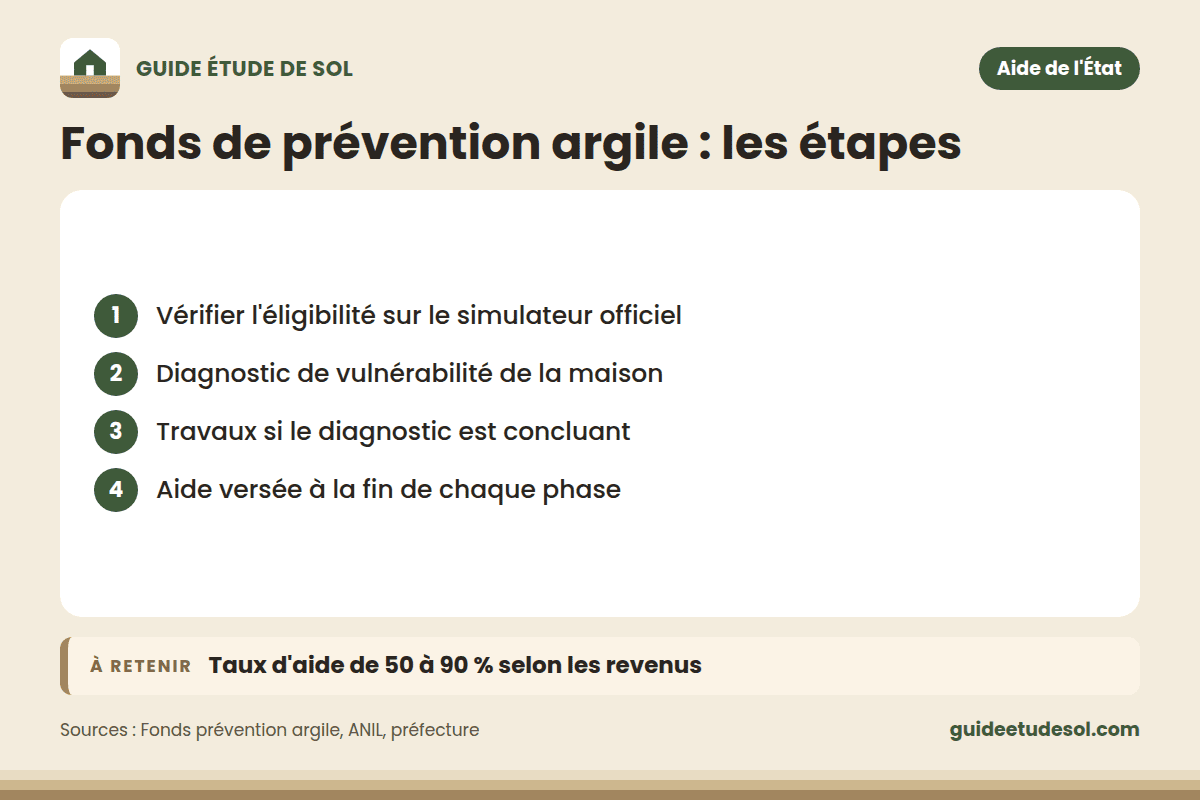 Fiche pratique en quatre points : Fonds de prévention argile : les étapes